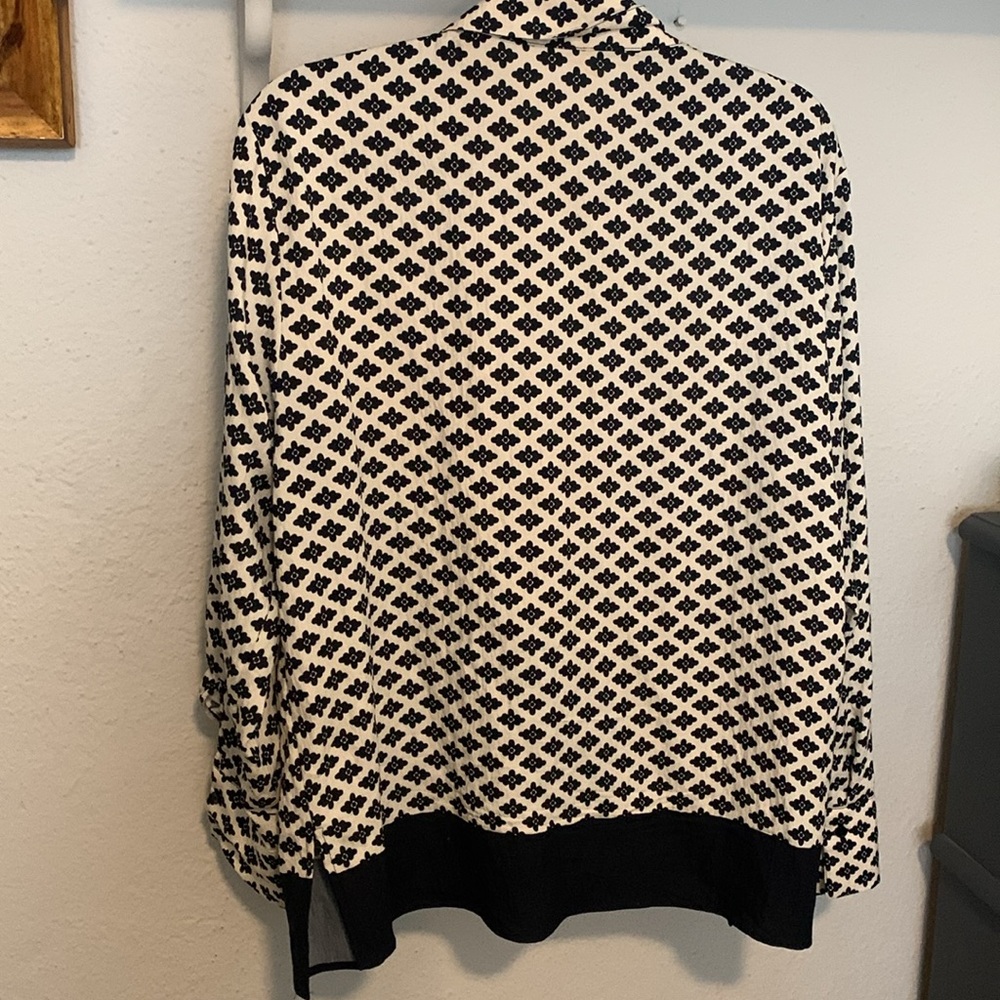 Zara Geometric Black and White Long Sleeve Button Down Shirt Jacket Size Lg NWOT - Picture 6 of 7